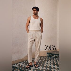 Zara Men's Linen Pants 100% Size 31 Light Beige